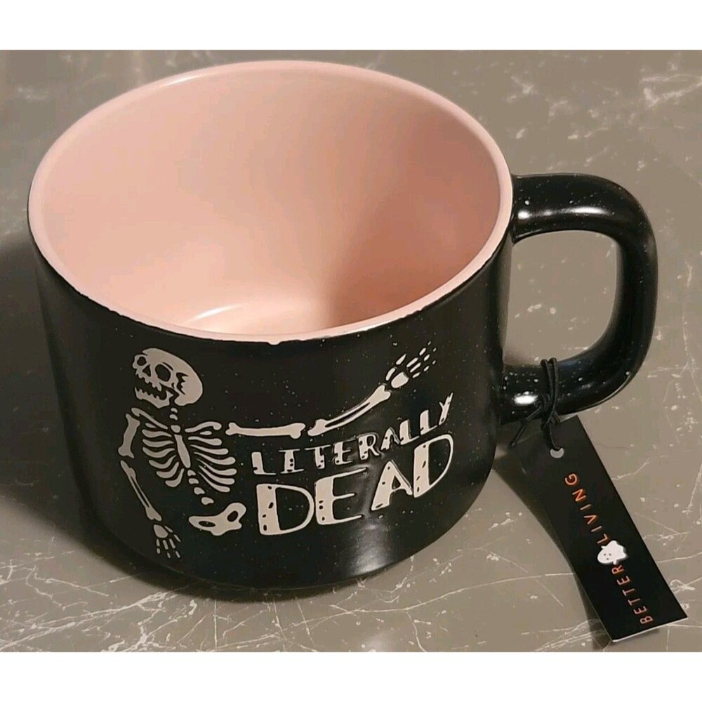 Better Living Halloween Embossed Skeleton "Literally Dead" Coffee Mug